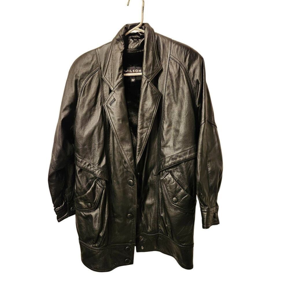 WILSONS 100% Leather Men's Sz XS Mens Women's Size S Black Sherpa Lined Jacket